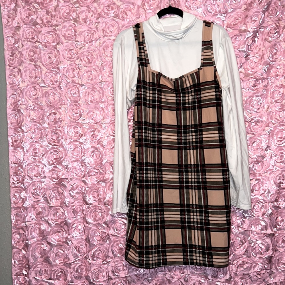 Plaid mini dress set